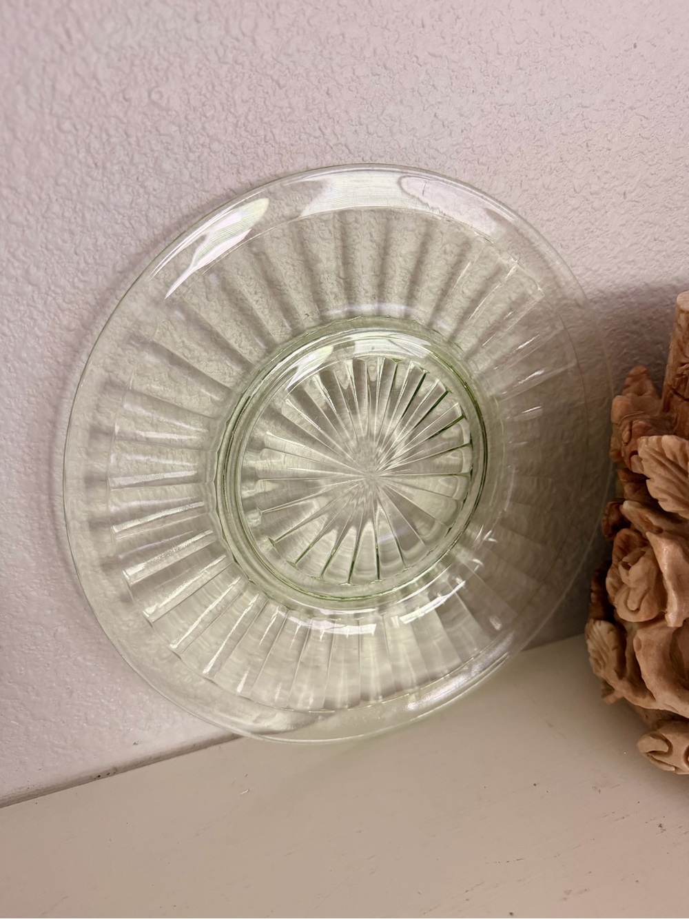 Pressed Glass Serving plate - Pale Green